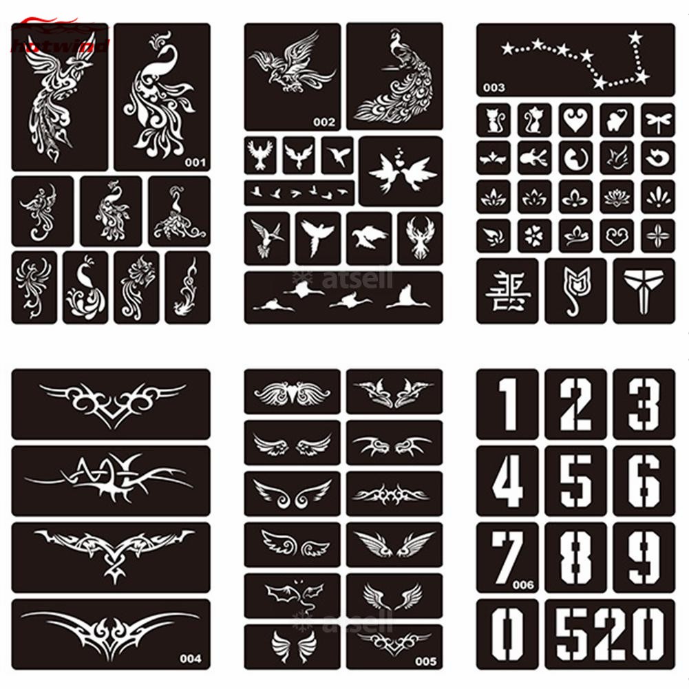 （NEW）40 Styles Hollow Henna Tattoo Stencil Template Hand Art Paste Drawing. 