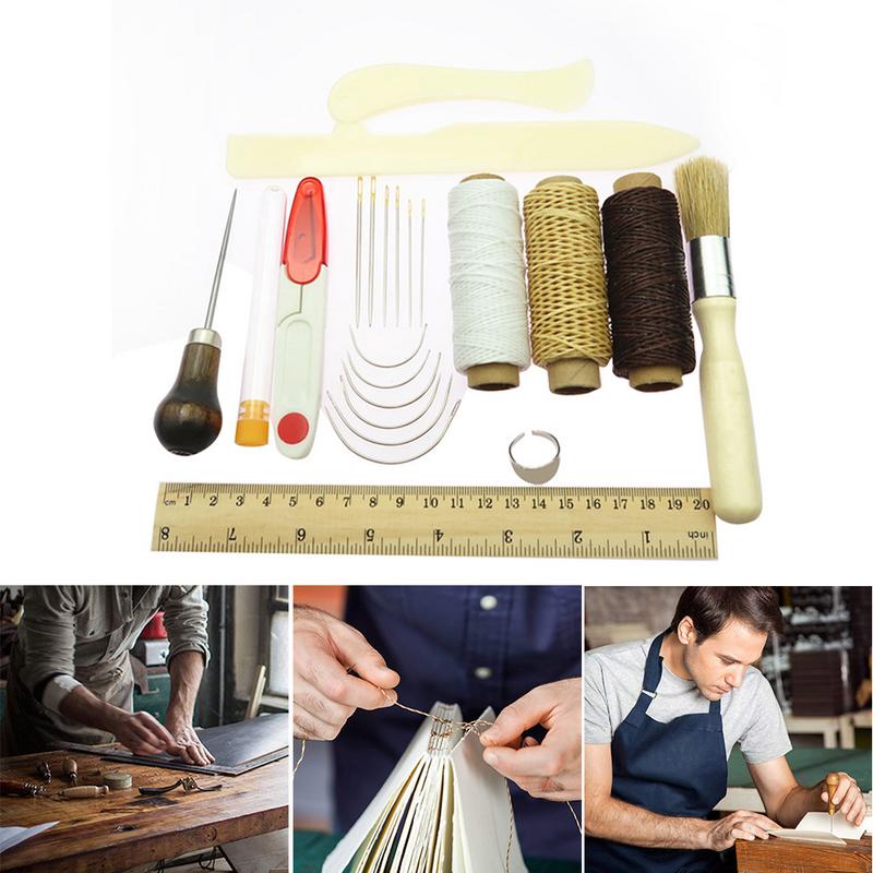 23 Pieces Bookbinding Kit Starters Tools Set Leather Craft Bookbinding Sweing Kit Tools With Large Eye Stitching Needles Amour zii. 