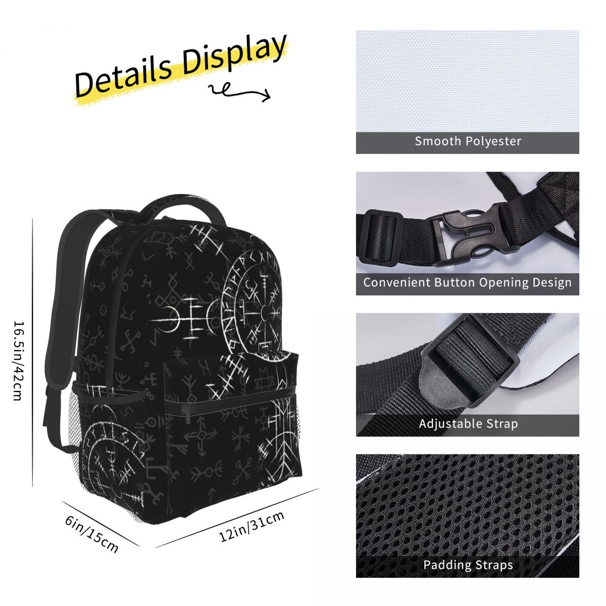School Bag Celtic Lucky Charm Compass Symbole Celtic Vegvisir Travel Laptop Backpacks Norse Mythology Vikings Soft Rucksack. 