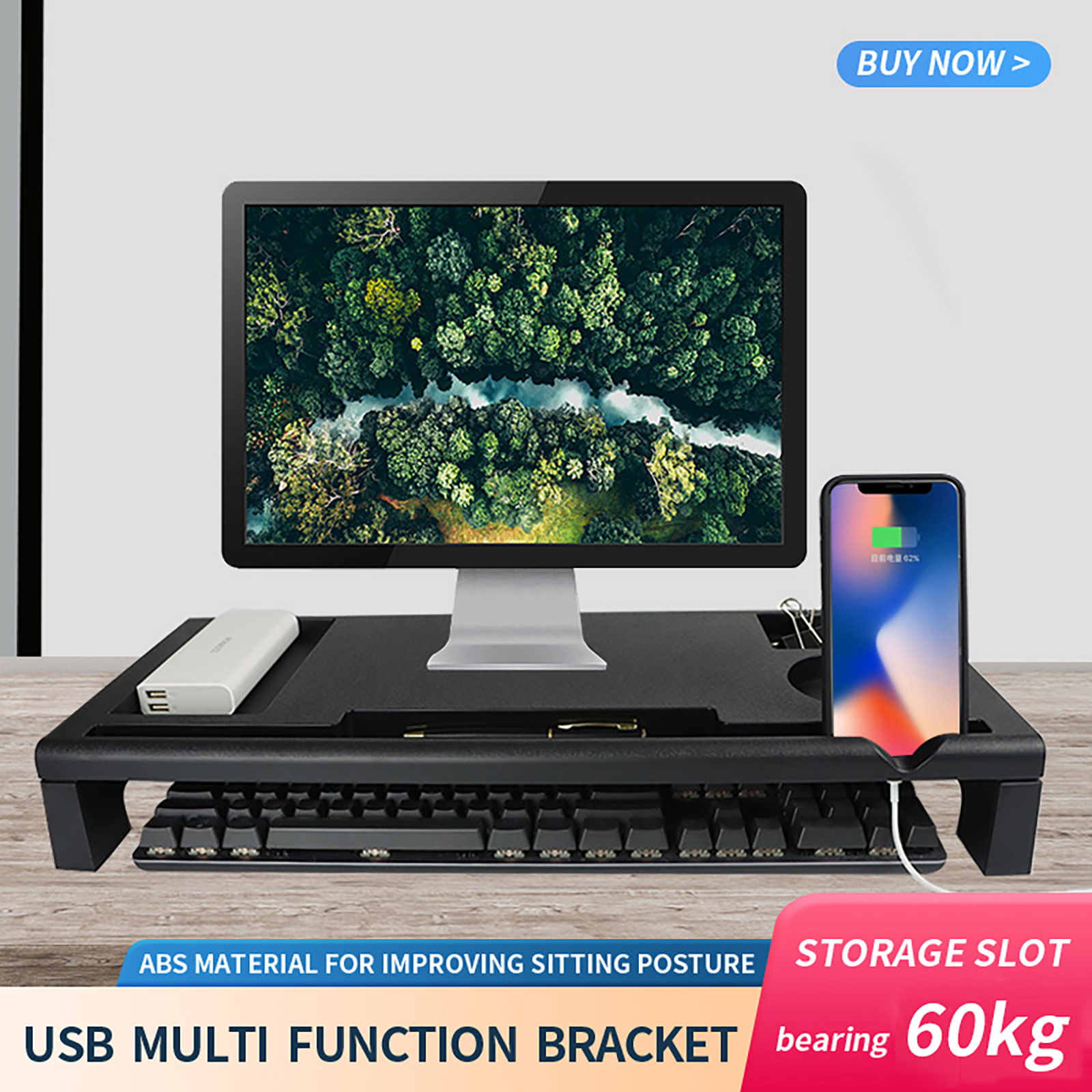 Monitor Stand Riser Computer Stand Desk Organizer With Usb Hub Extender Heightened Shelf For For Laptop Pc Printer. 