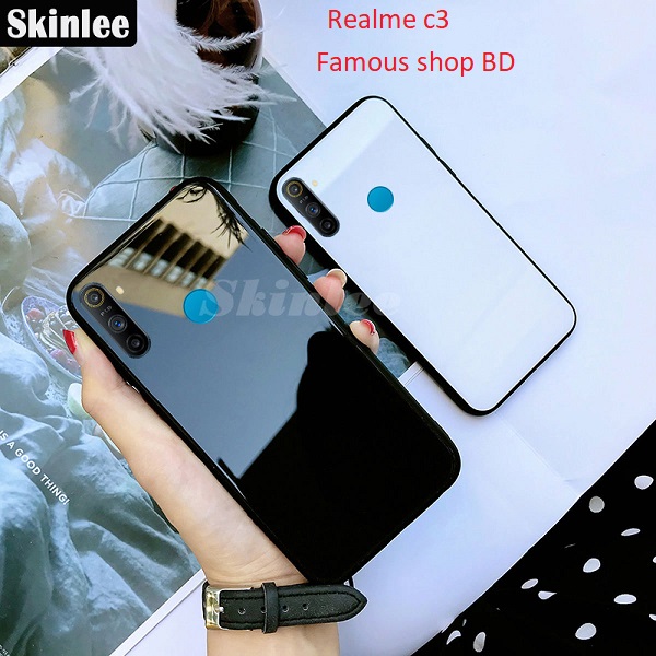 Realme C3 Case Tempered Glass Case with Soft Frame Shockproof Back Cover. 