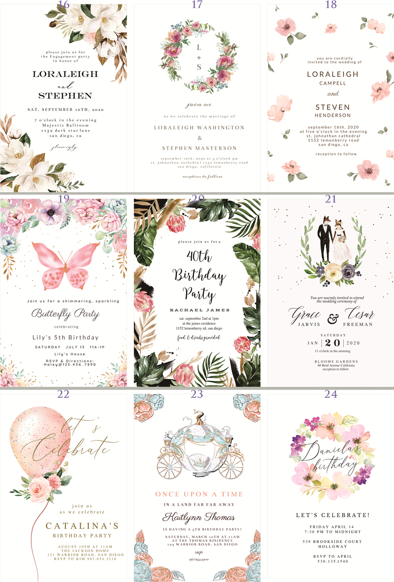 50pc/lot personalized print Sweet 15 Birthday Invitation Cards Custom SAVE THE DATE Quinceanera Invites. 