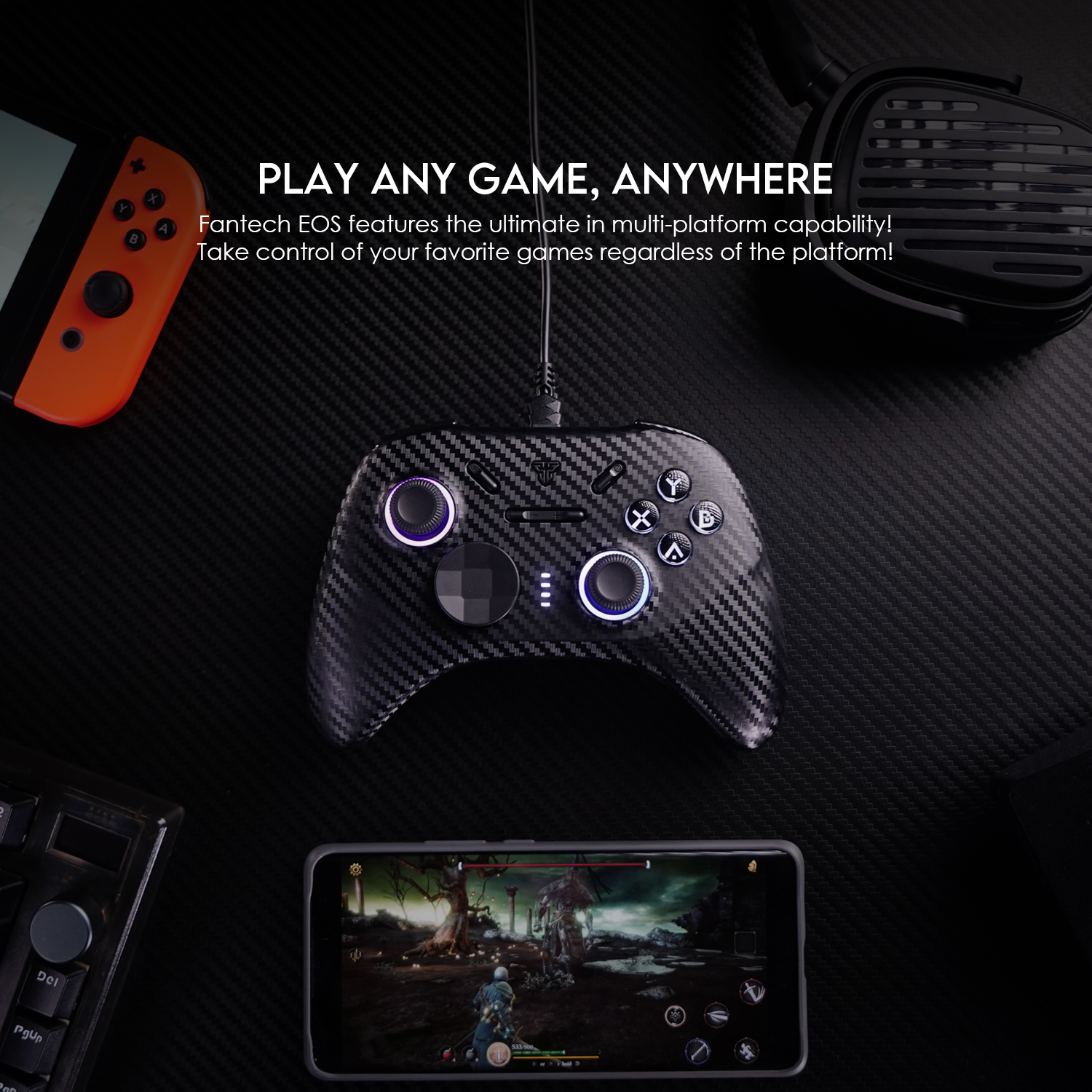 FANTECH GP15 VEGA-EOS Multi-Platform-Gamepad Wired Gaming Controller-Joystick-Hall-Effect Trigger RGB Sticks Supports PC Steam. 