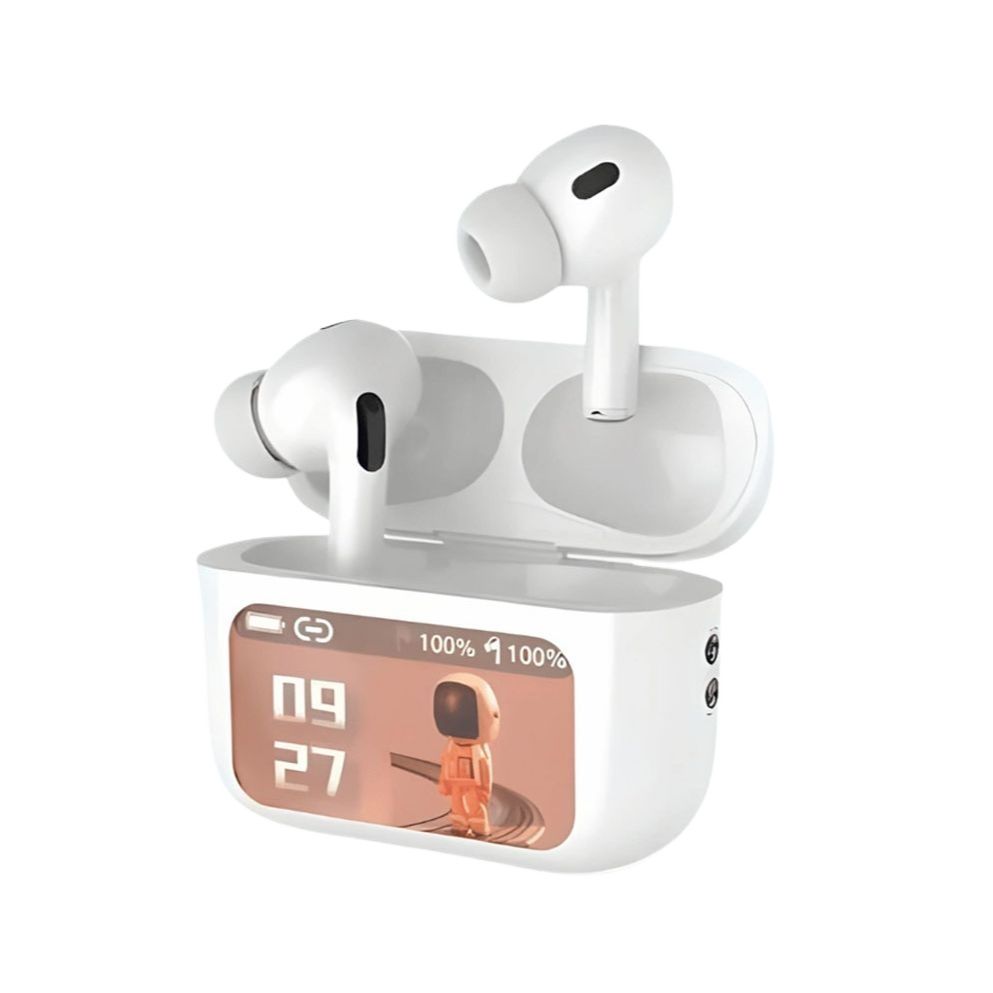 App Version A9 Pro Touch Screen Display Airpods with ANC ENC TWS Earbuds iOS and Android App Supported Airpods Fere Fit App. 