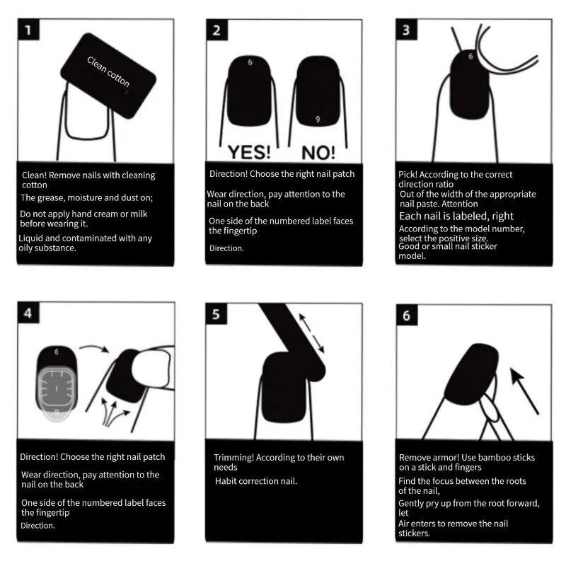 Handmade Gothic Press On Nails Reusable Decoration Nails Full Cover Artificial Manicuree Wearable XS S M L Size Nails Art. 