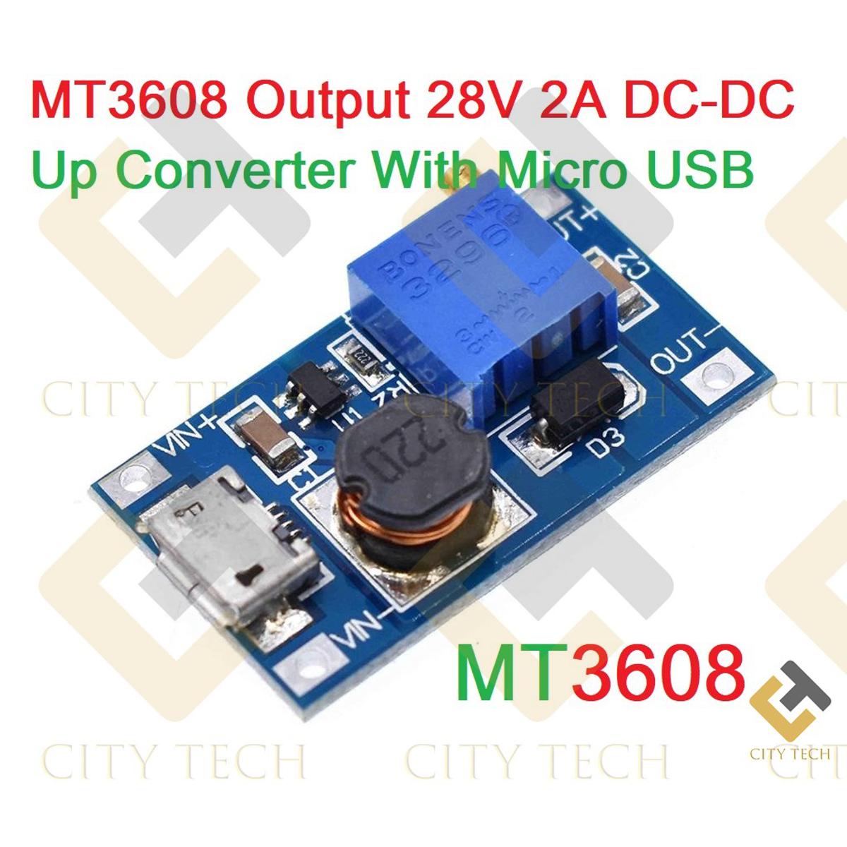 DC DC Step Up MT3608 3608 Boost Converter Micro USB DC 2V-24V to 5V-28V 2A Adjustable Voltage Regulator Module Power Supply Electrical Circuitry & Parts