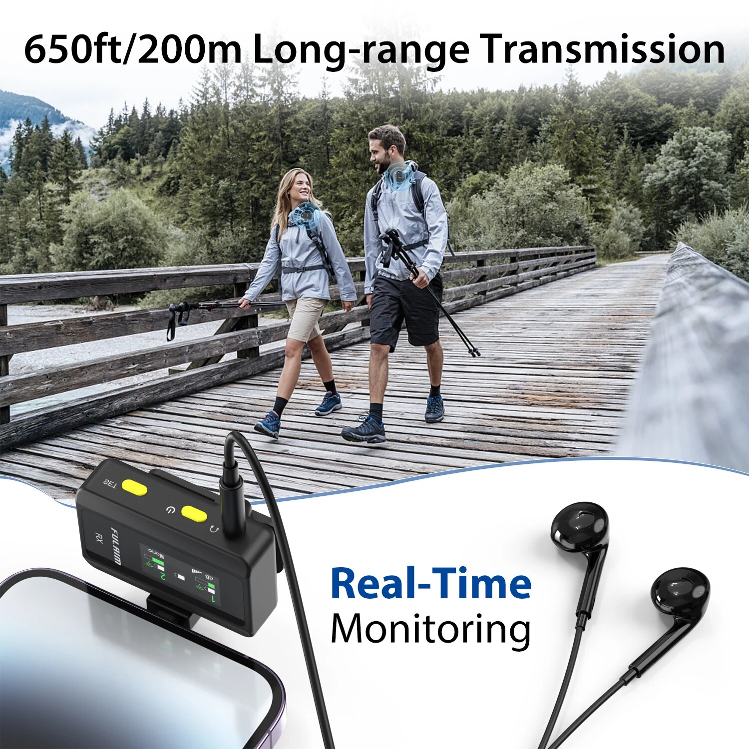 FULAIM X5 Wireless Lavalier Microphone System, with 18H Battery Life Charging Case for DSLR Cameras/iPhone/Android/Live. 