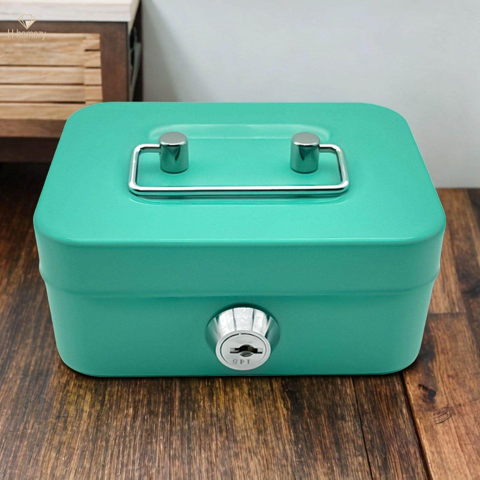 Cash Box with Lock Keepsake Metal Handle Money Box Portable Holder Storage Box Small Lockable Coin. 