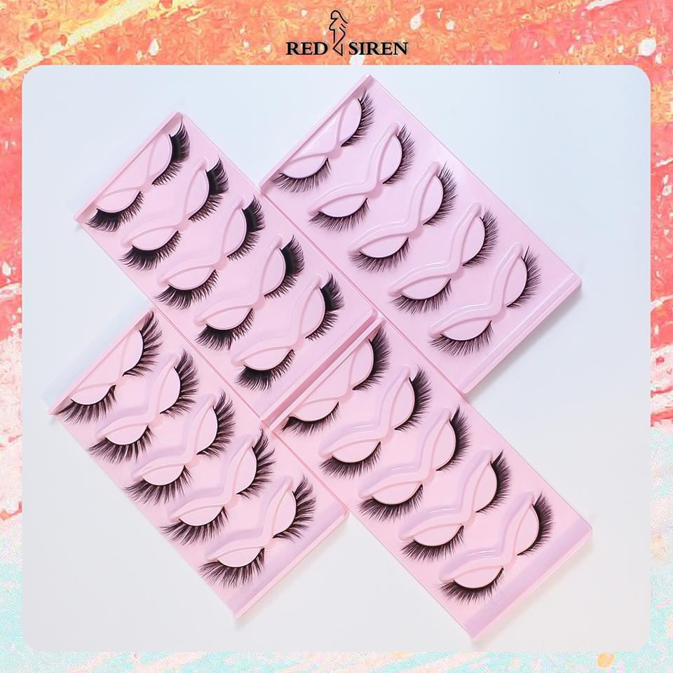 RED SIREN Eyelashes Makeup Winged Cat Eye Lashes 5/10 Pairs Soft Natural Eye Lashes. 