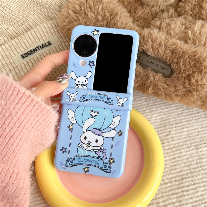 New cute cartoon OPPO Folding Hard Shell Three-Piece Suit OPPO find N2/N3 flip Phone case. 