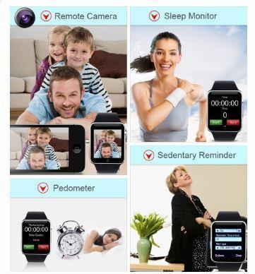 A1 Bluetooth Smart Watch with Camera, SIM Slot, Pedometer, Sleep Monitor, Music, Facebook, WhatsApp, 1.54-Inch Touch Screen, Supports Micro SIM and TF Card Slot, 16CM-23CM Wrist Size. 
