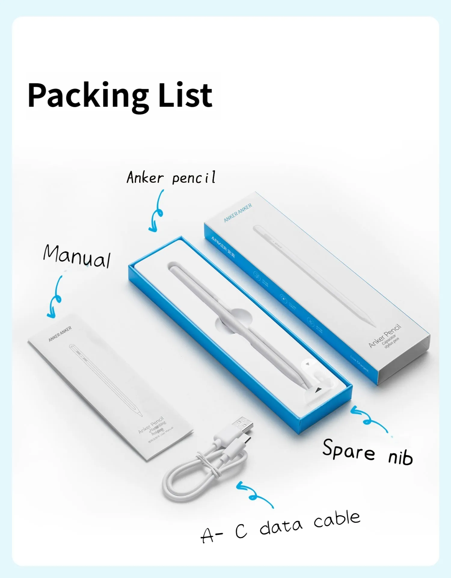 Anker Pencil For iPad Stylus Cheap Alternative Pencil Capacitive Pen Anti False Touch 2nd Generation Replace. 