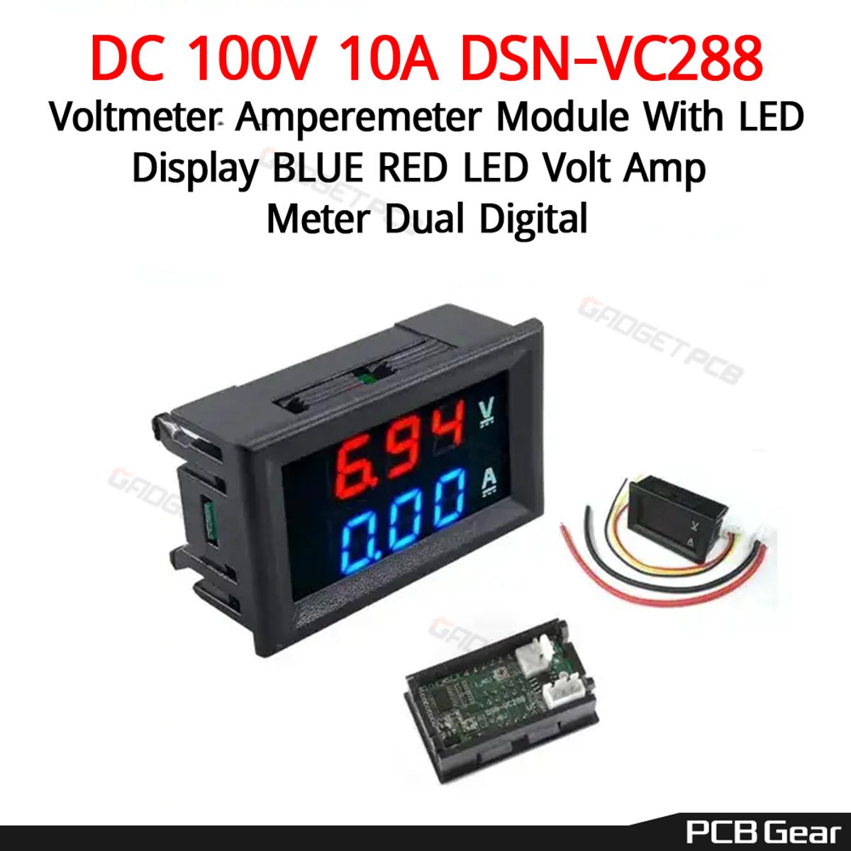 DSN-VC288 DC 100V 10A Voltmeter & Ammeter Blue & Red LED Amp Dual Digital Volt Meter Voltage Current Meter Mini Digital Voltmeter Ammeter Testers LED Display. 
