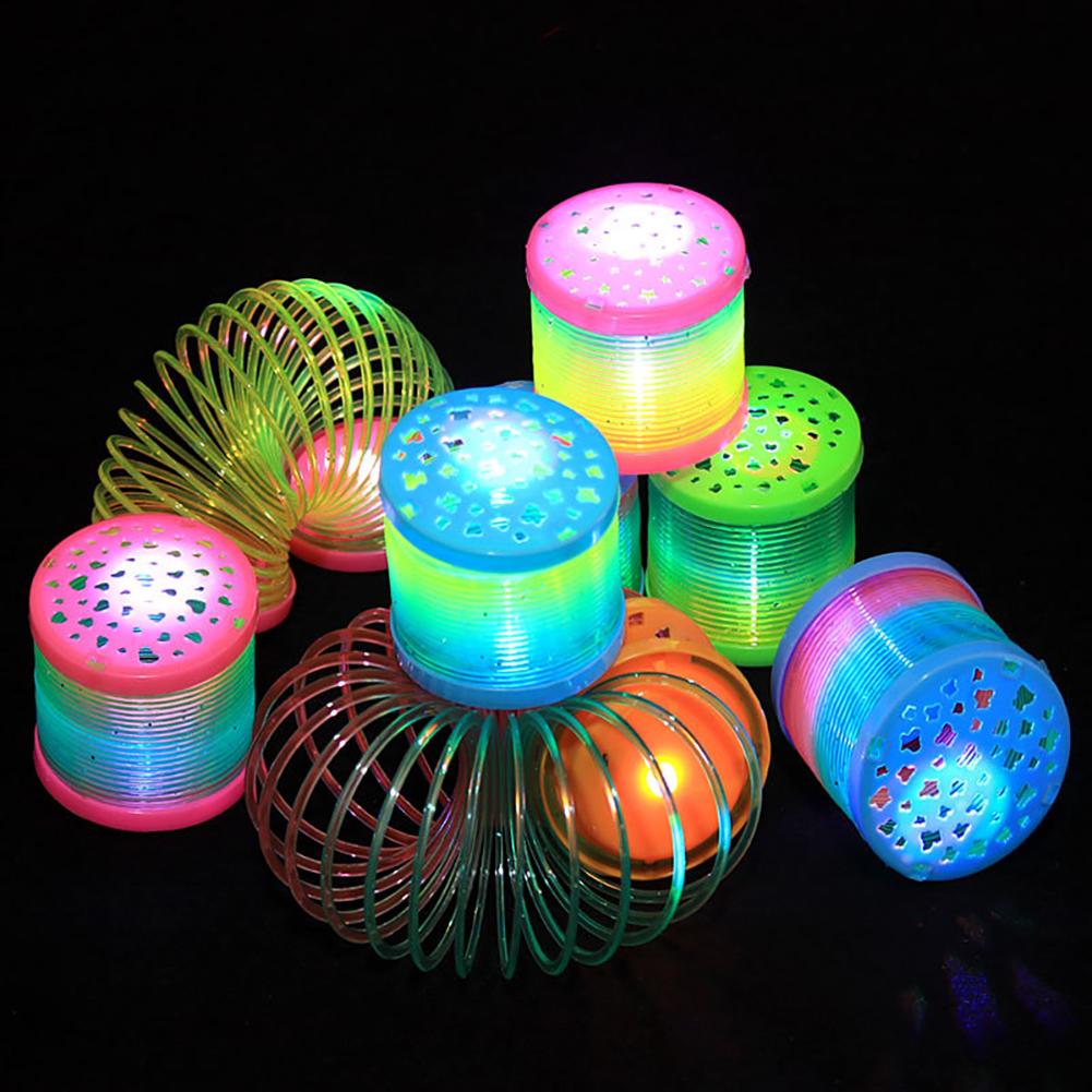 SF 1Pc Glow in Dark Walking Rainbow Spring Toy Circle Slinky Kid Magic Luminous Slinky Rainbow Spring Magic Circle Stretchy #432190. 