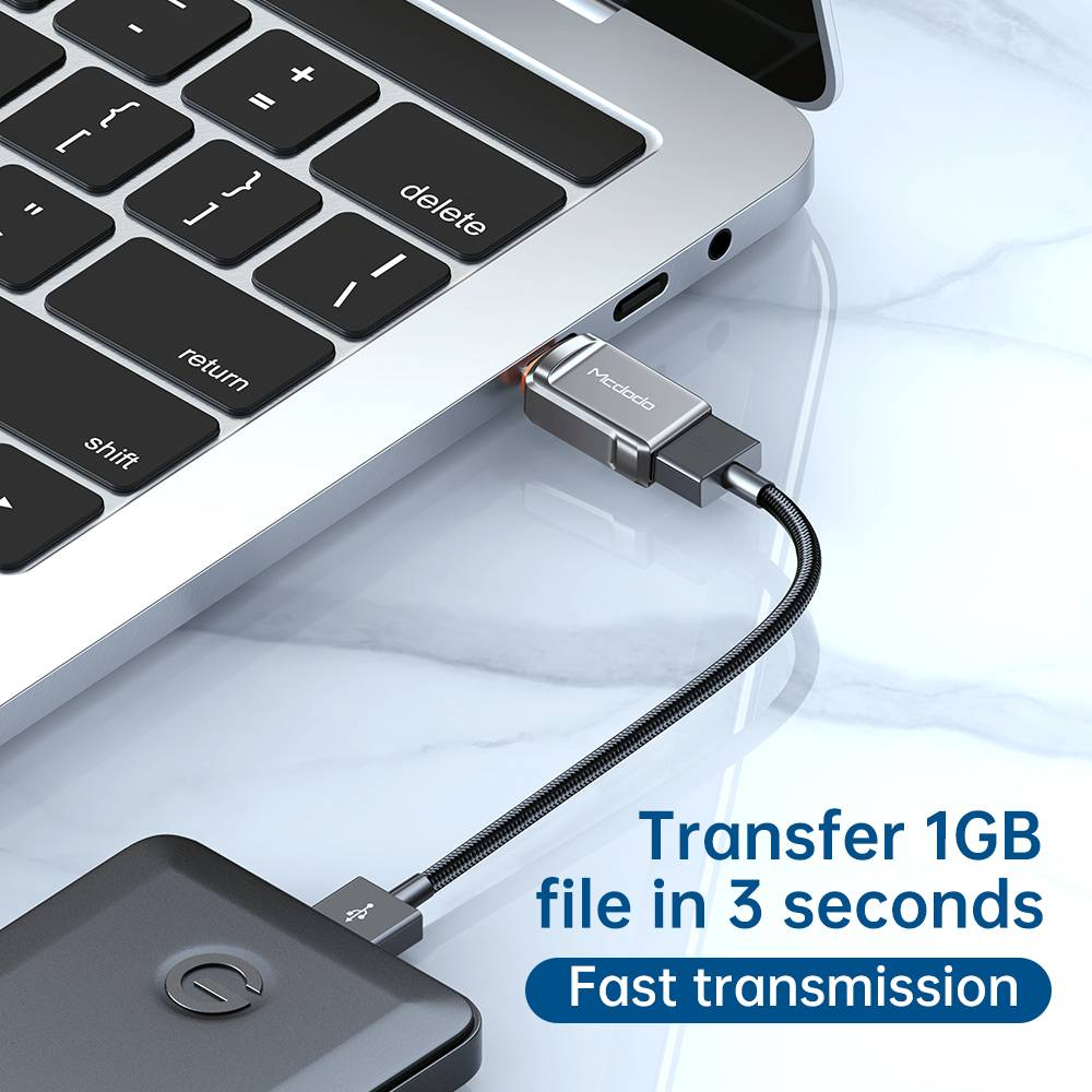 MCDODO USB-A 3.0 to Type-C Fast Transmission OTG Adapter for ,mcbook,i-pad.other Type Divice Dark Grey. 