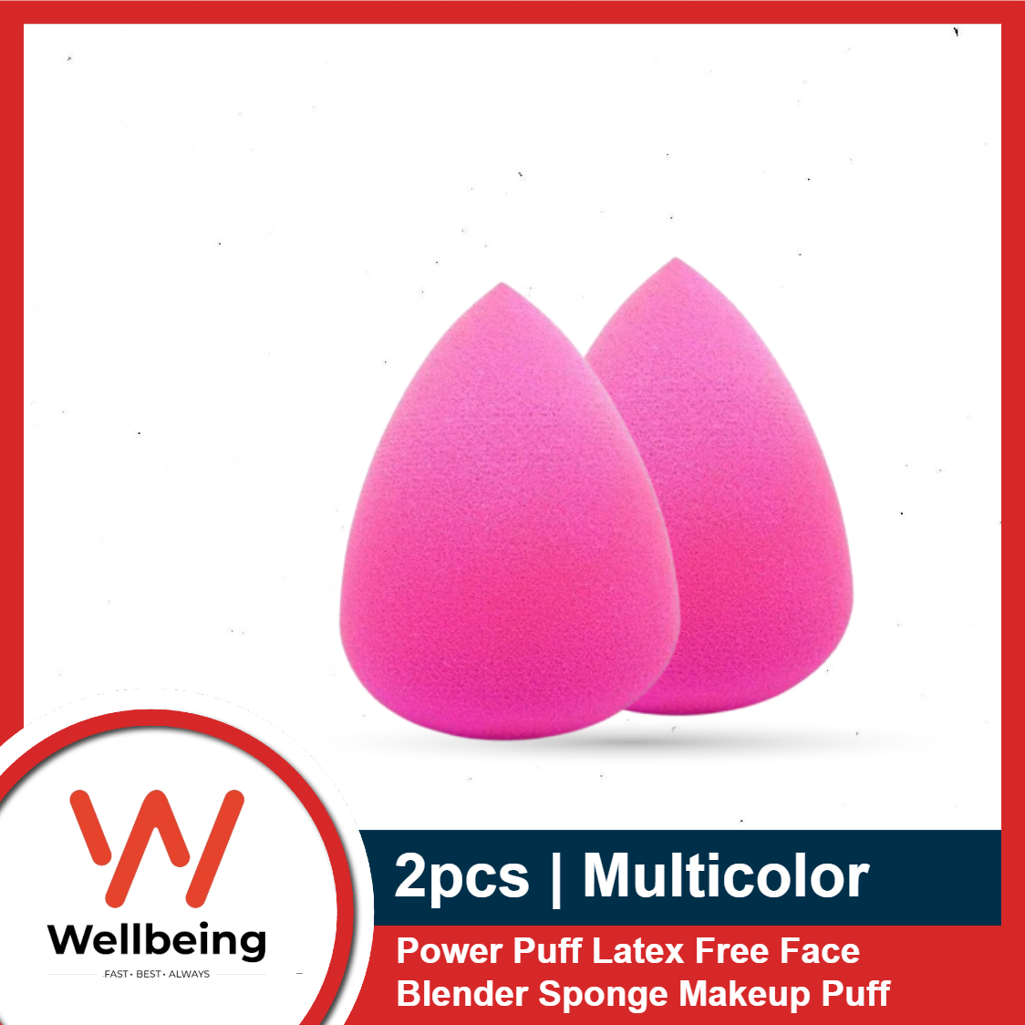 2pcs Power Puff Latex Free Face Blender Sponge Makeup Puff (Multicolor)