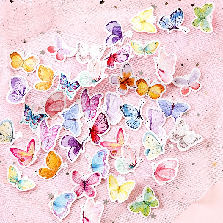 (New)RH Online 45PC Butterfly Garden erie ticker Album Diary Journal Decorative Craft crapbooking DIY Boxed ticker