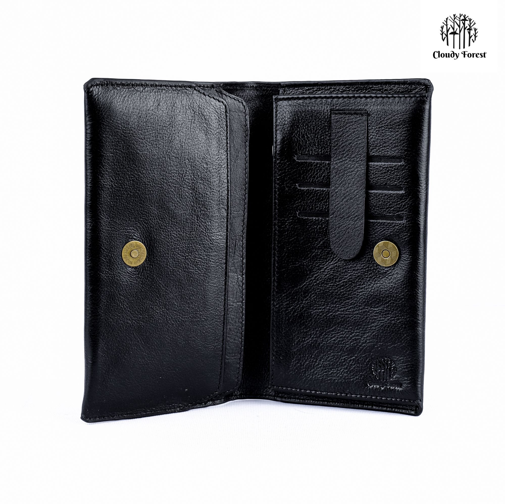 Cloudy Forest Long Bifold Checkbook Wallet Money Bag Soft Leather Black Western Men's Wallet RFID Blocking Wallet For Men - wallet for men. 