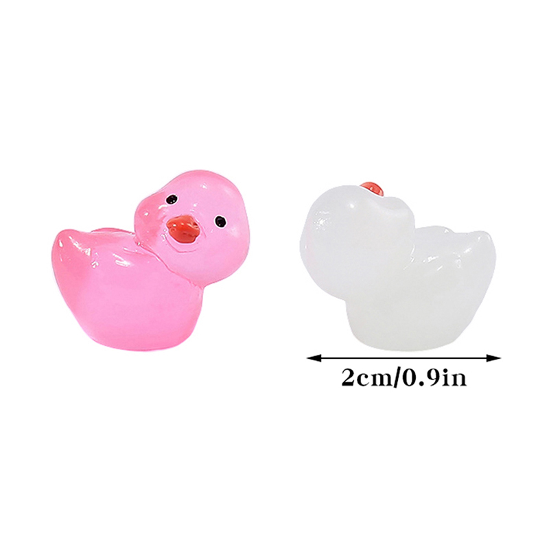 10Pcs Mini Luminous Resin Ducks Glow In The Dark Miniature Ornament Tiny Duck Mzea. 