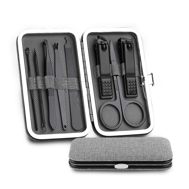 【The Edge of Beauty】Manicure Set nail clippers tools black steel ear spoon cutters scissors kit for manicure tools