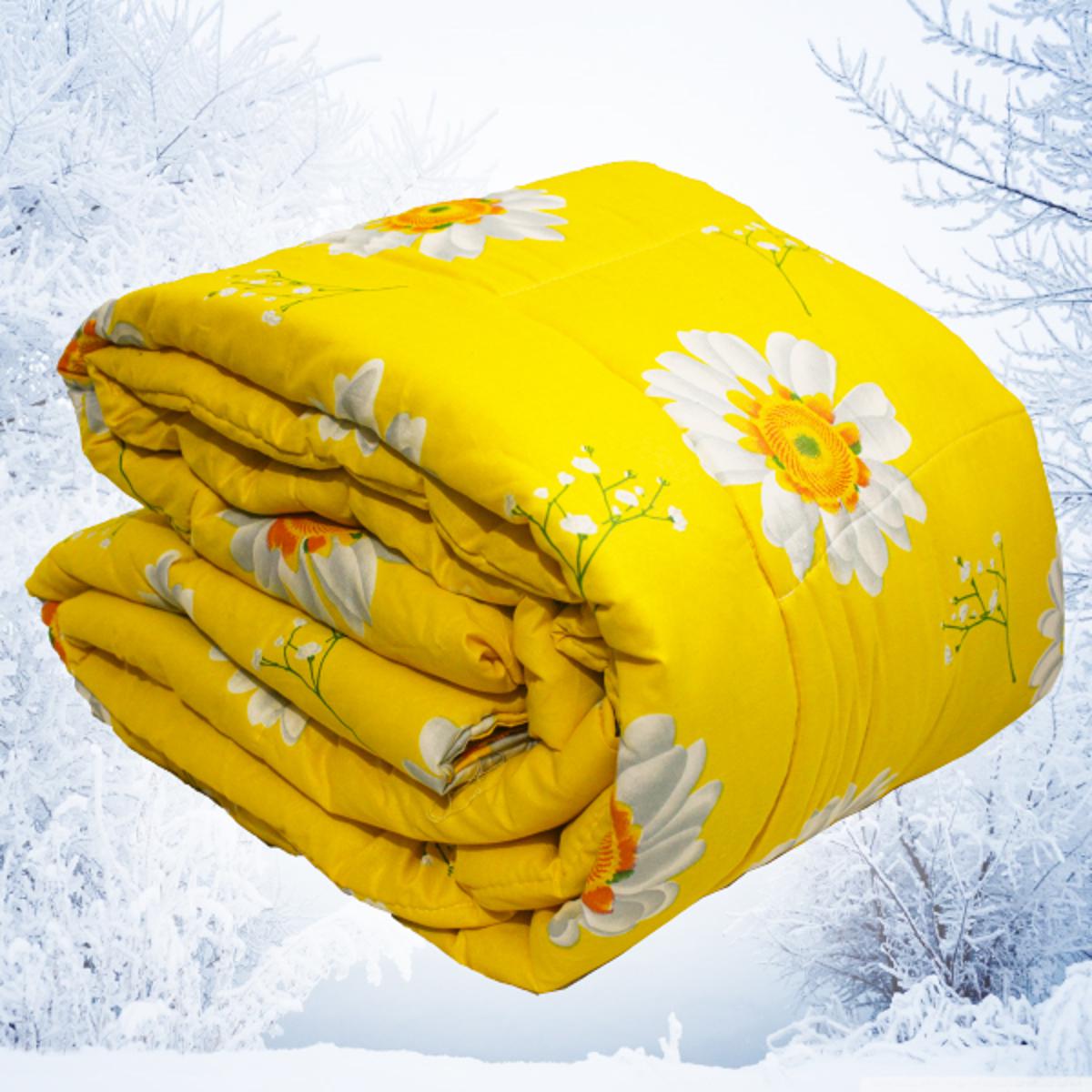 1 Pcs Yellow Color Double Comforter King Size Comforter_Pure Inside Feather Like Fiber Comforter Lightweight Comforter Perfect For winter Comes With Box