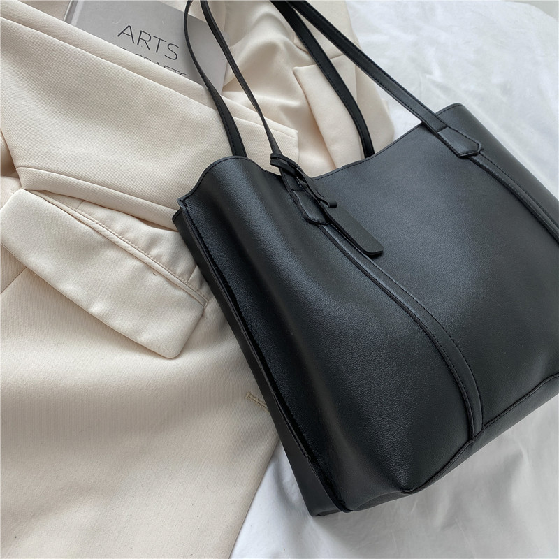 Autumn and Winter Big Bag Women's 2021 New Korean Version Trendy Simple Large Capacity Soft Leather Tote Bag Casual and Versatile Shoulder Bag. 