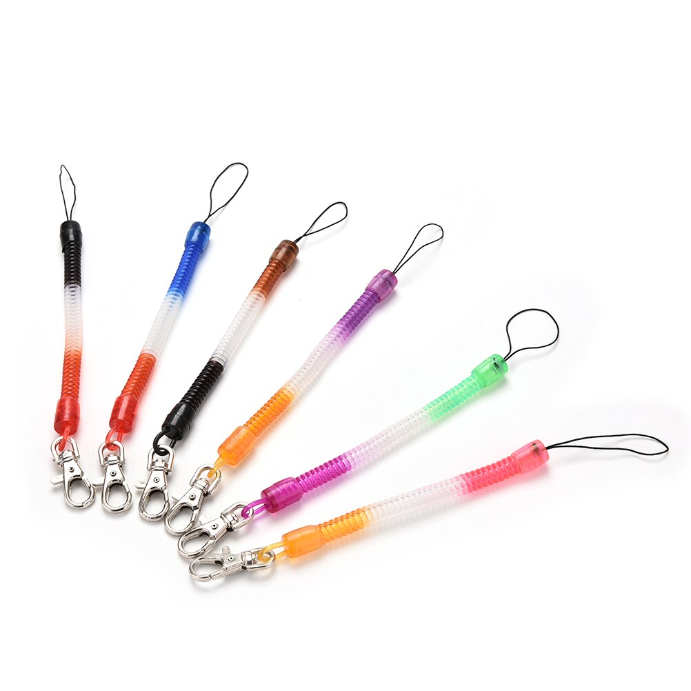 【happy one】Retractable telephone cord spring key chain plastic keychain tool elastic rope spring rope phone straps. 