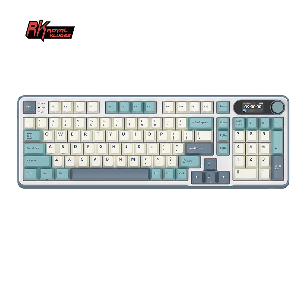 RK Royal Kludge RK S98 98 Key Tri-Mode RGB Wired Bluetooth 2.4G Wireless Mechanical Keyboard With TFT Screen. 