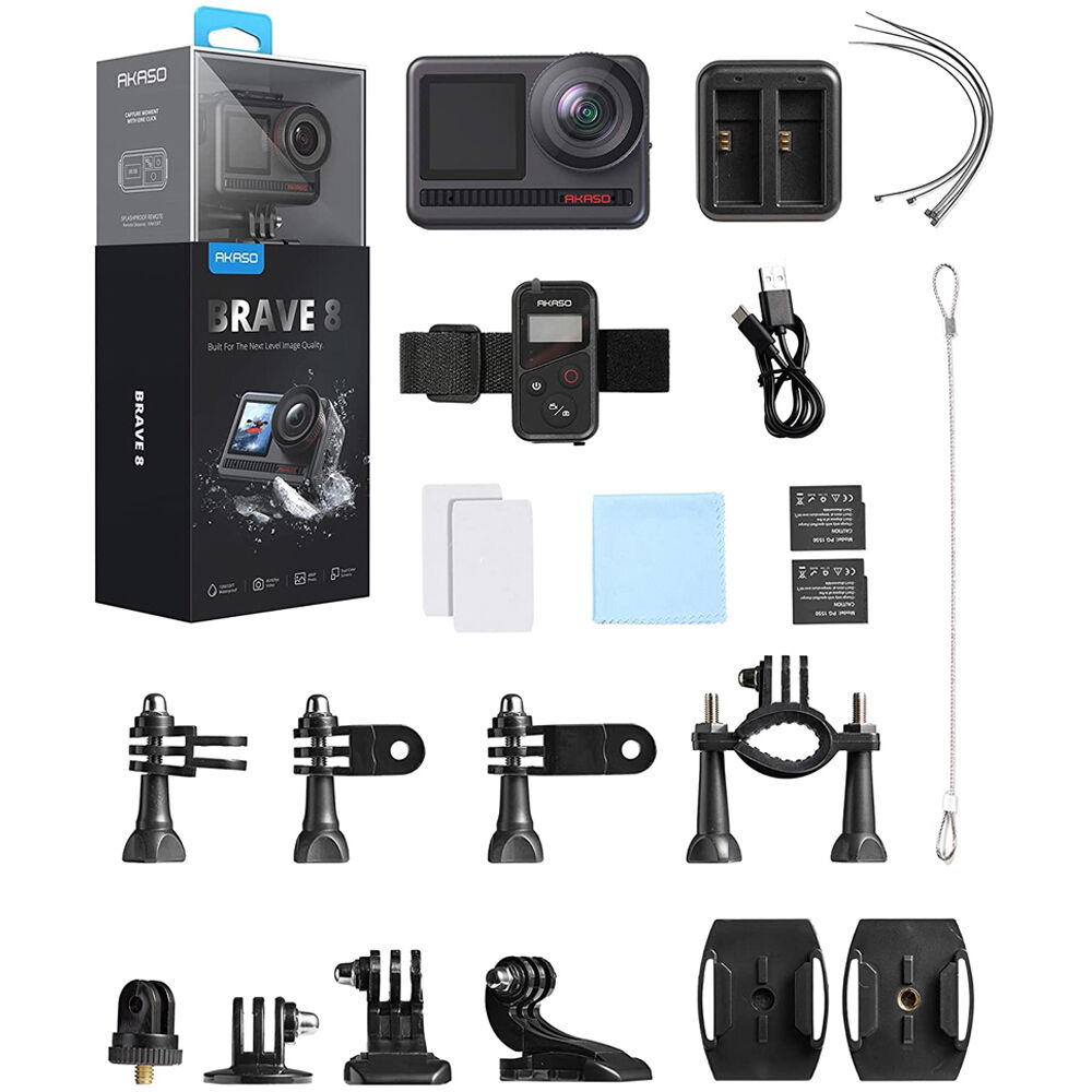 AKASO Brave 8: 4K60fps Action Camera With Dual Screens - 48MP Photos - 8K Time-Lapse and Underwater Support. 
