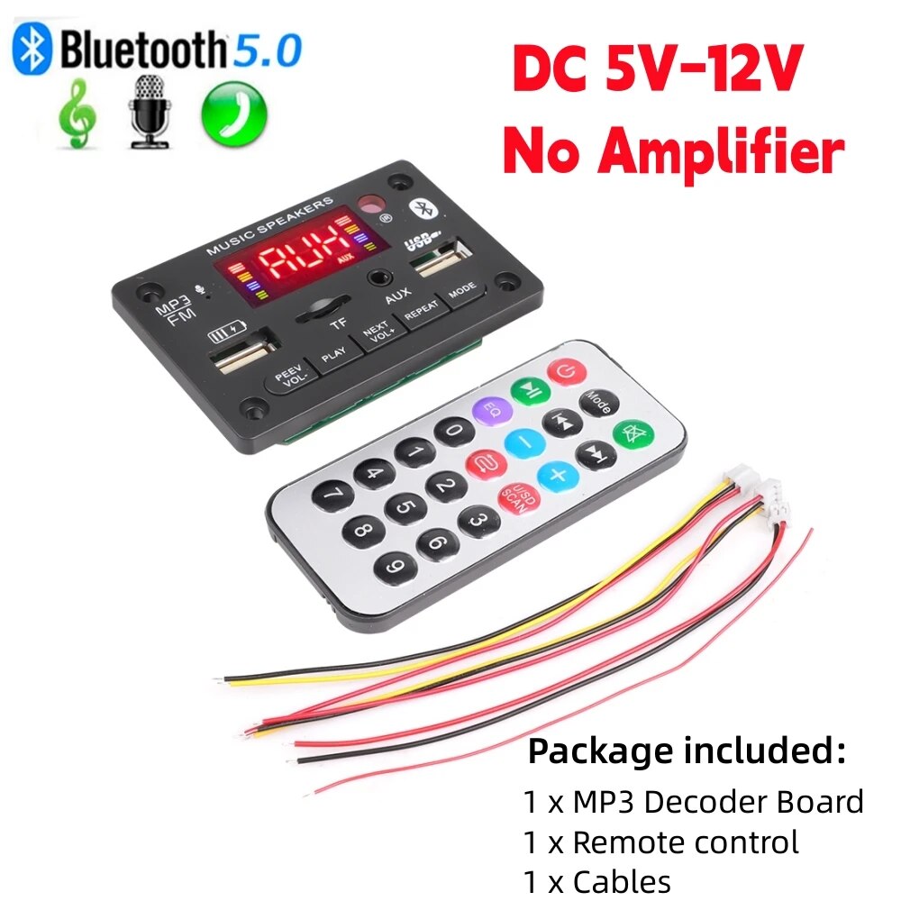 2*40W Class D Stereo Audio Digital Power Amplifier 12V 80W Decoder Board Car MP3 Player USB Record FM AUX Handsfree DIY Control. 