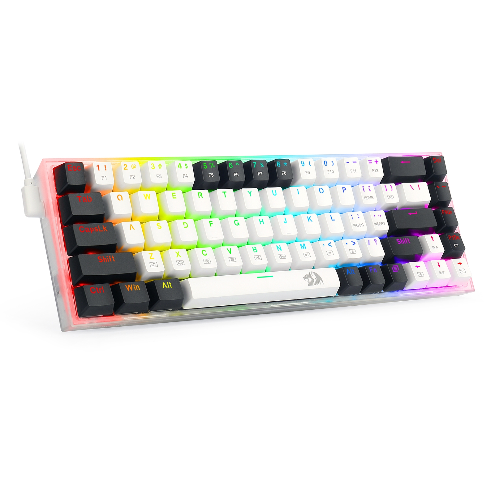 Redragon TS 68B USB Gaming Mechanical Keyboard RGB Backlit Transparent Bottom Anti-ghosting 68 Keys for Mac/PC/Laptop. 