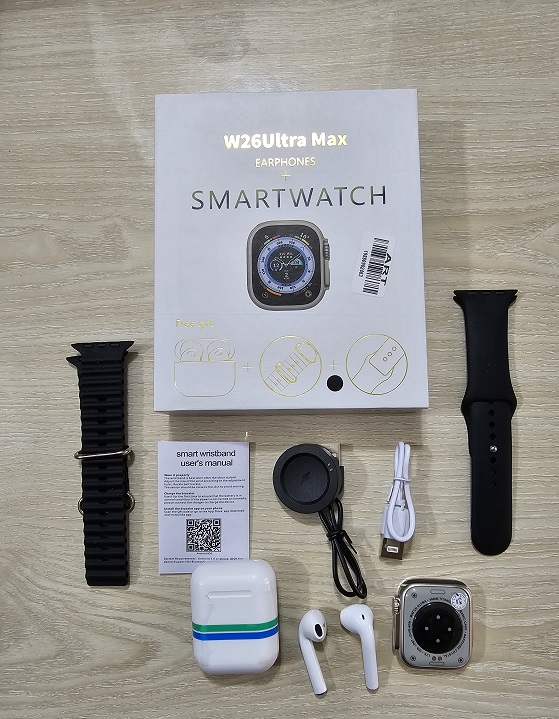 W26 Ultra Max Smart Watch With Earpods Watch 8. 