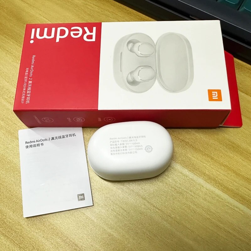 Original Xiaomi Redmi AirDots 2 White Bluetooth Earphones Ture Wireless Headset with Mic Classical Music Headphone for Run Sport. 