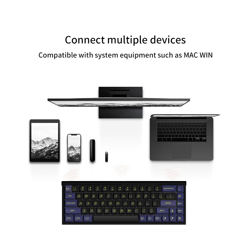 FL·ESPORTS FL680 Three-Mode Mechanical Keyboard 68 Keys RGB Hot-Swappable 2.4G Wireless Bluetooth Wired Win/Mac/iPad. 