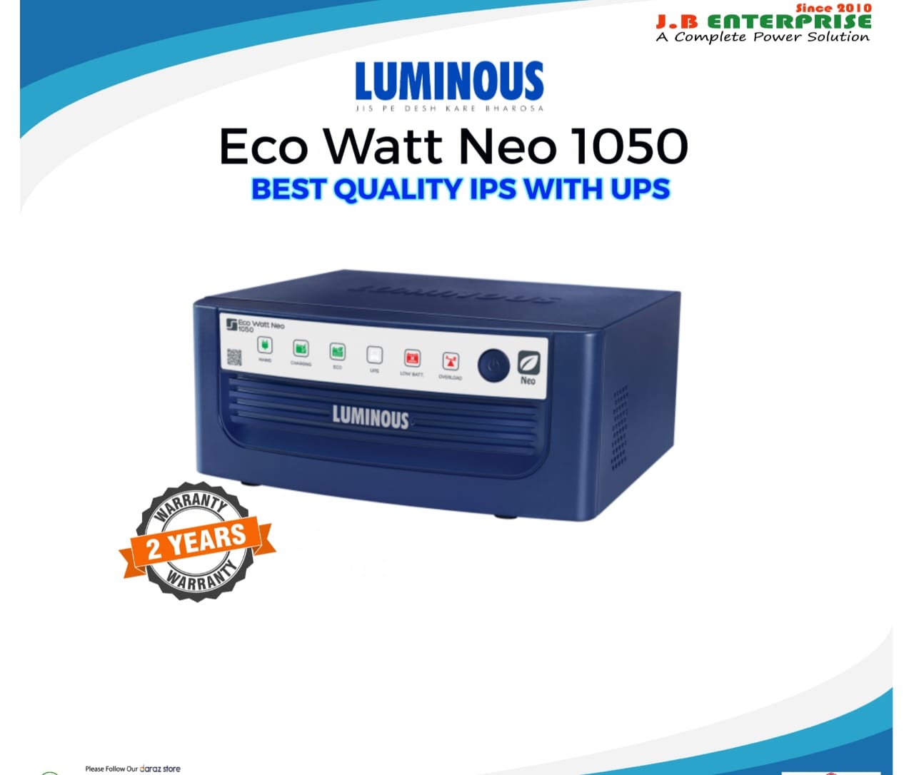 LUMINOUS IPS FOR 5 FAN 7 LIGHTS LUMINOUS 1050 WITH 180T BATTERY AND BOX. 