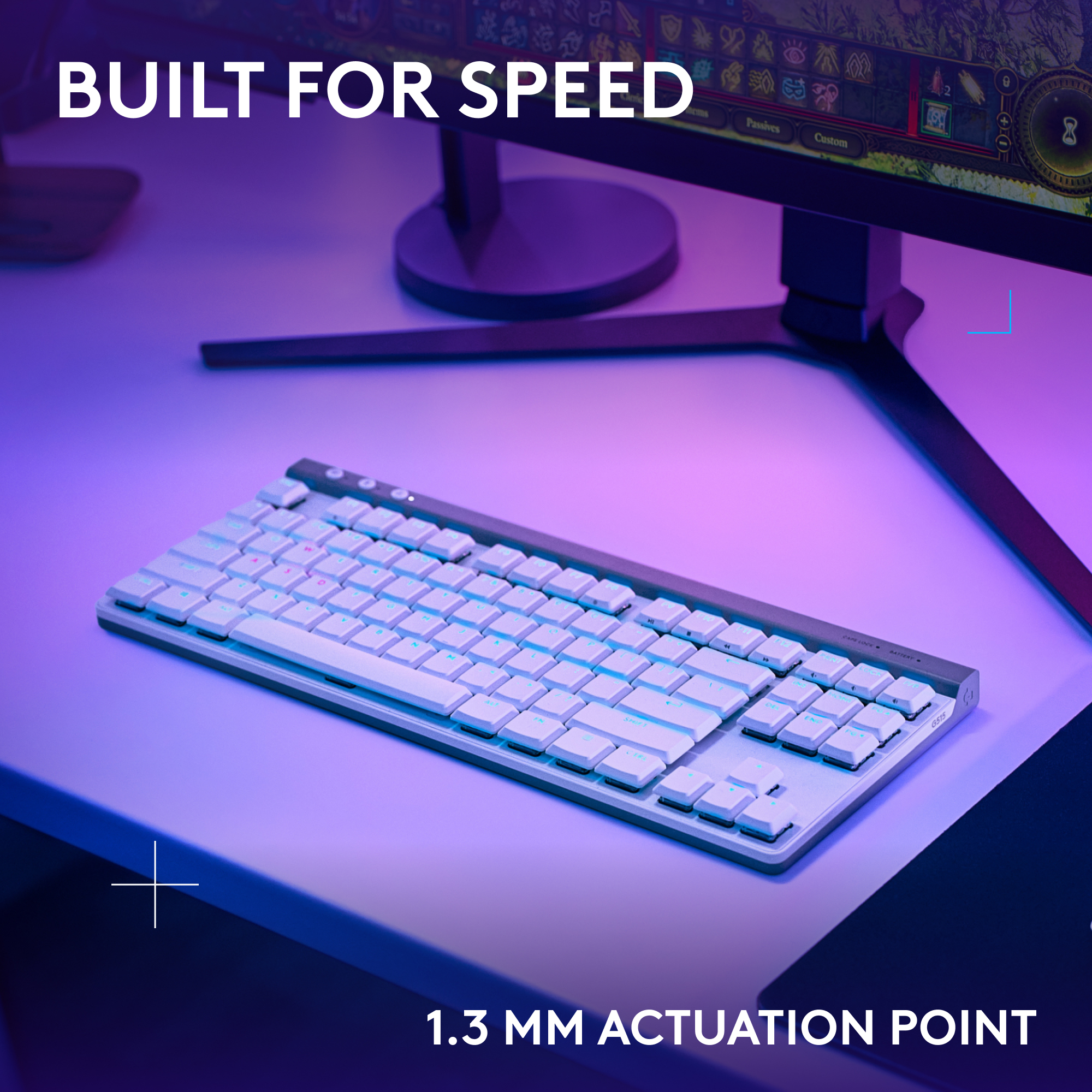 Logitech G515 Lightspeed TKL Low Profile Wireless Gaming Keyboard, LIGHTSYNC RGB, Thin Tenkeyless Design, PBT Keycaps, Tactile (Brown) Mechanical Switches. 