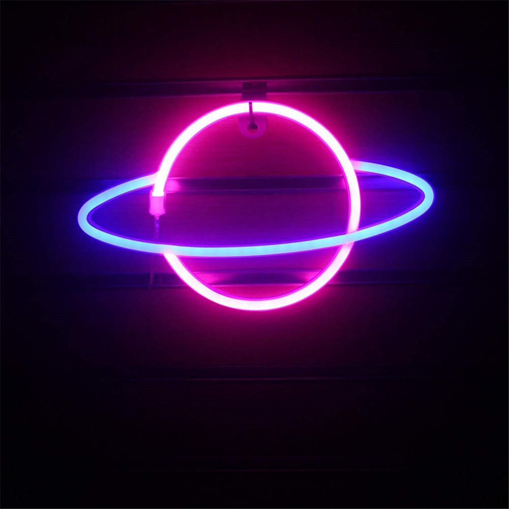 【Broad Sunlight shop】Room Planet Neon Light USB Or Battery Powered Soft Night Light For Home Bar