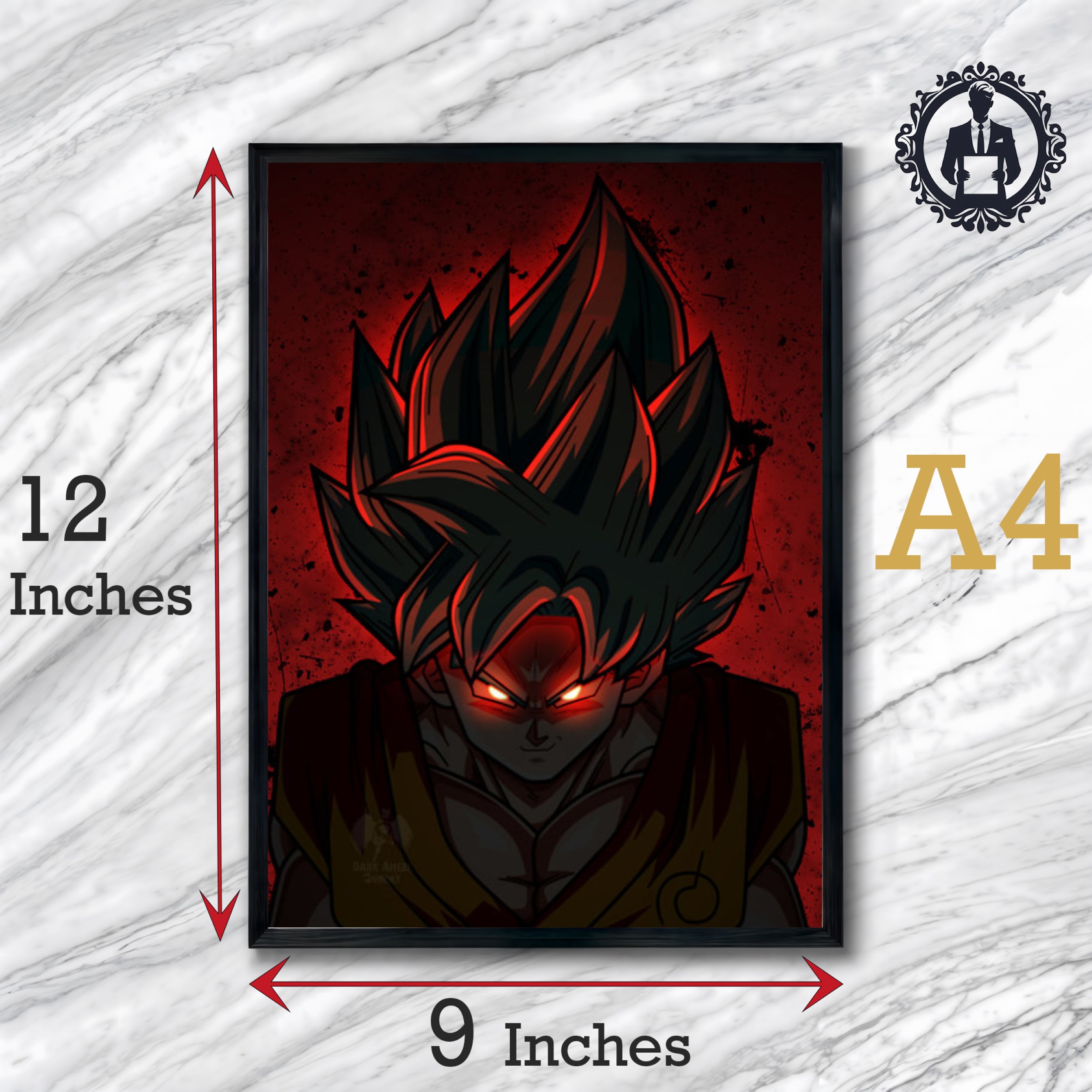 Silhouette Goku Poster with frame for wall decor. 9x12 size available customize poster available. beautiful printed poster with pvc ,frame, frame glass for wall.