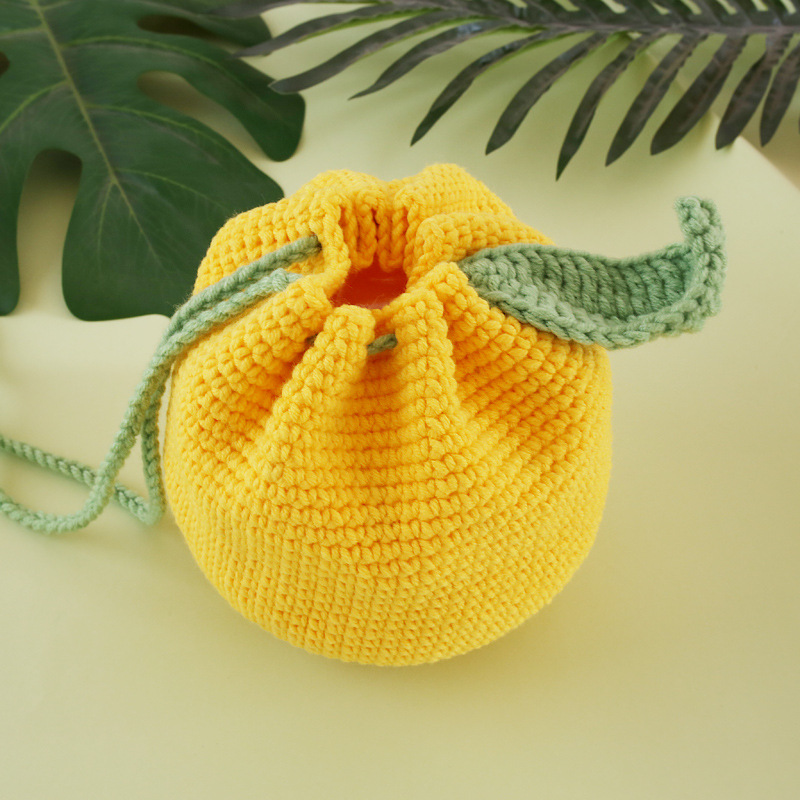 Original ugly orange corset bag Handmade wool knitted coin purse small fresh Own handmade team. 
