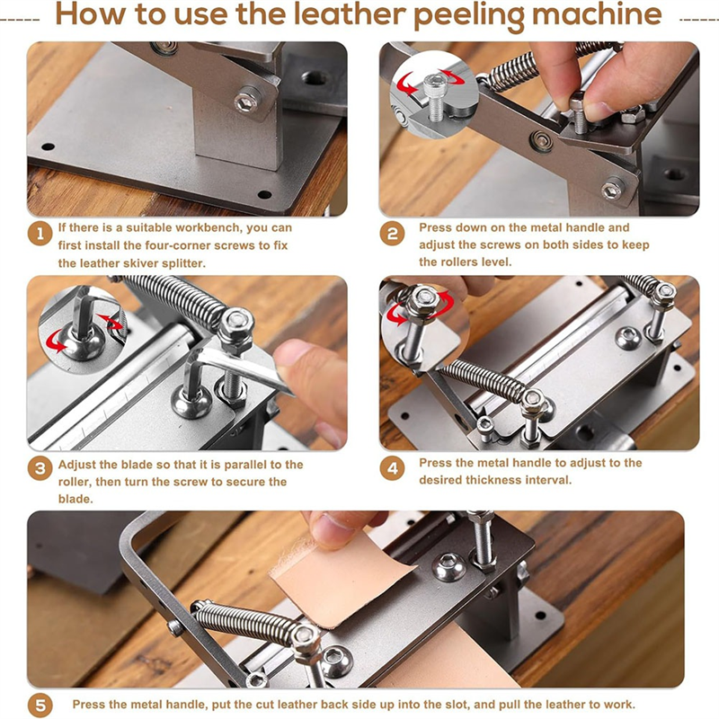 Manual Leather Splitter, Leather Skiving Tools with Clamp, Leather Skiver Machine for Leather Craft Working Tool. 