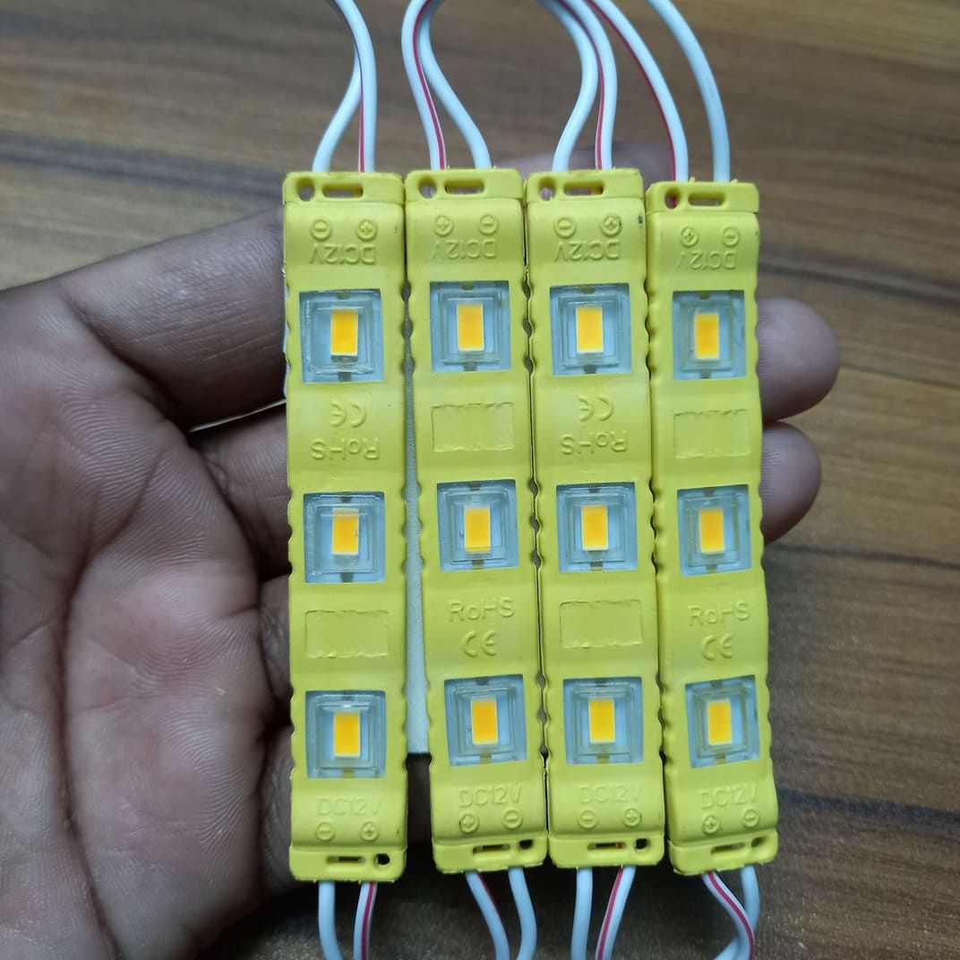 4Pcs- YELLOW Color DC 12V COB Yellow LED Light COB LED Light 12V COB LED Chip 3W LED Light With Cables COB Light Bulbs For Decoration Office DIY LED Light. 