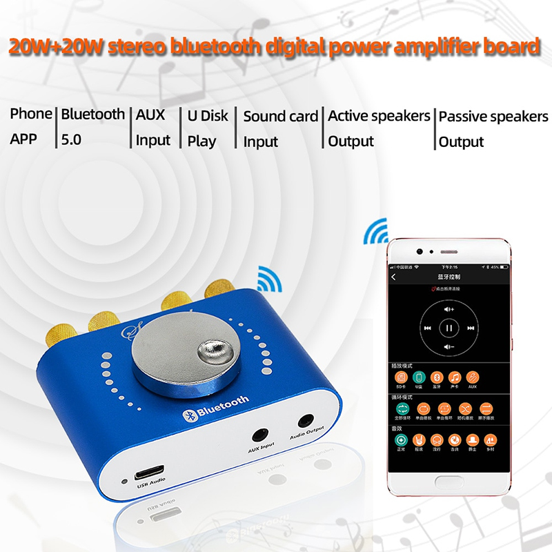 Nobsound Mini Bluetooth 5.0 HiFi TPA3116 Digital Amplifier Stereo Audio 2.0 Channel Sound Amplifiers 40W Power Amp Hudduo. 