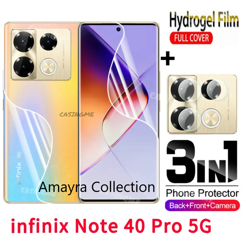 3in1 Protector Combo Pack for Infinix Note 40 Pro+ 5G (Front Hydrogel Screen Protector Poly + Back Hydrogel Poly Protector + Camera Lens Protector)