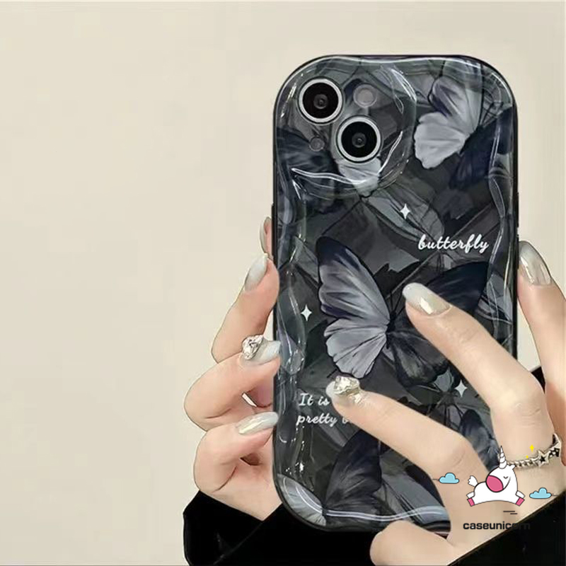 Fantasy Butterfly Bracket Case For Realme C53 C11 C17 C12 C3 C25s C20 C25 C51 C21Y C15 C25Y 5i 7i 5s 9i 6i 5 C31 C1 C55 C21 C33 C20A C30 3D Wavy Curved Edge Butterfly Soft Case