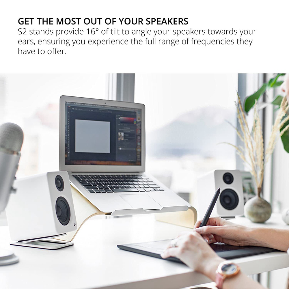 Desktop Speaker Stand Metal Audio Bracket Tabletop Holder for Kanto'S YU4 Active Speaker & Similar Size Speaker. 