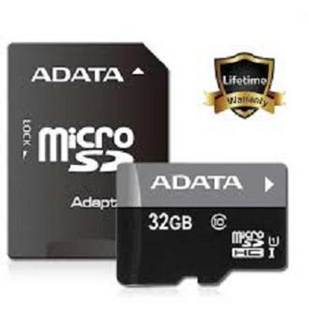 ADATA 32GB Class 10 microSDHC Card with SD Card with Adapter - Black