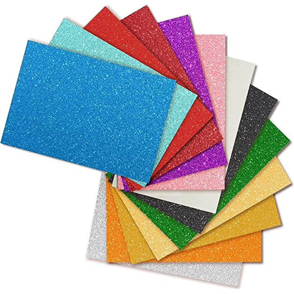 Craft Foam SELF ADHESIVE Glitter Foam Sheets A4 Pack of 10 Assorted