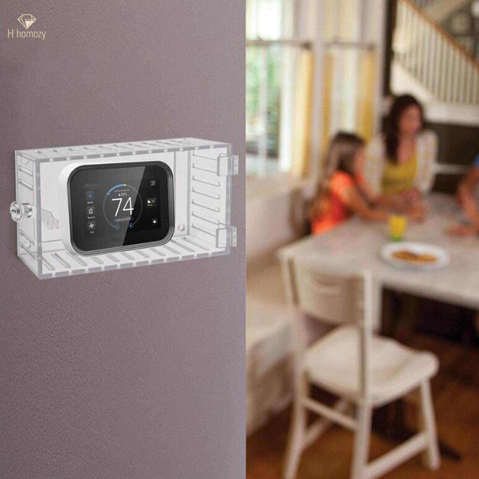 A/C Thermostat Lock Box with Key Clear Thermostat Cover with Lock for Office. 
