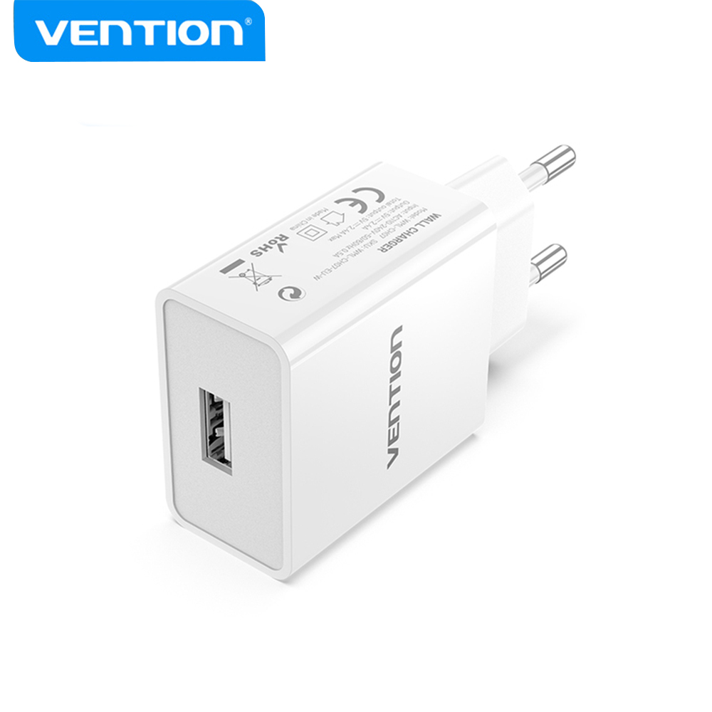 VENTION WML-CH07-EU-W 1-Port USB Wall Charger (12W) EU-Plug - White. 