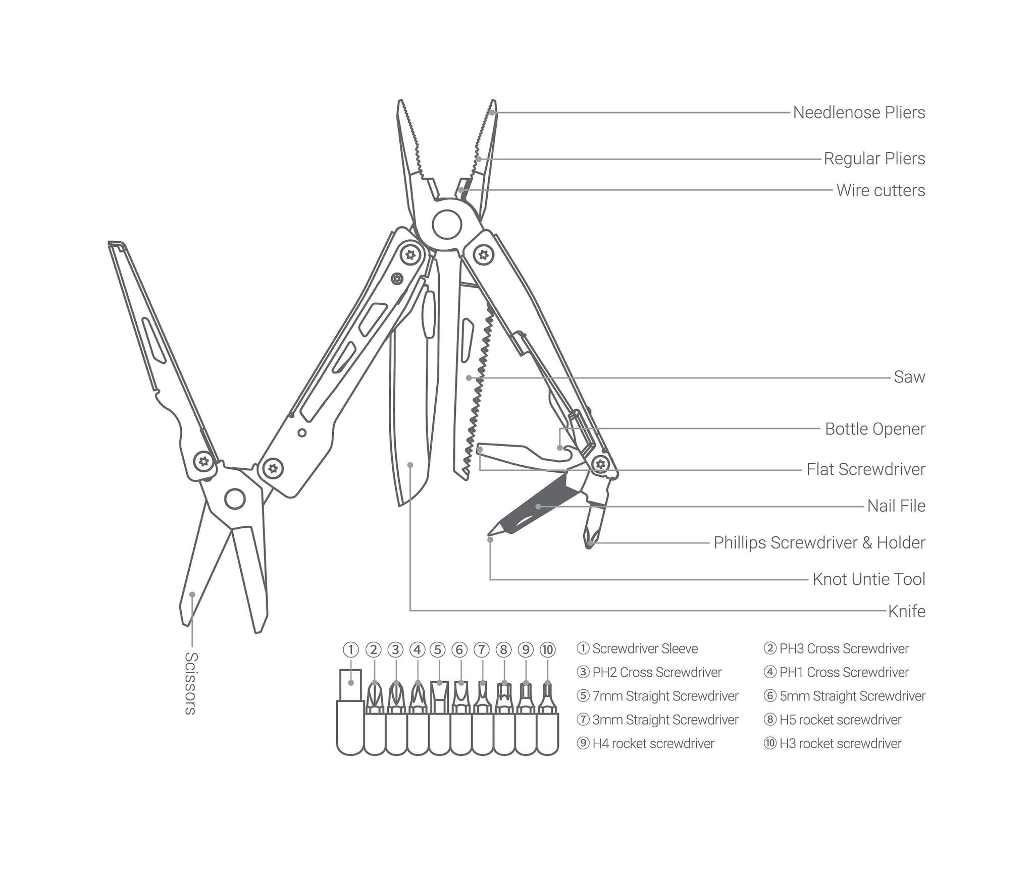 Xiaomi Nextool Black Knight Multitool 11 In 1 + Bits Black - Be Prepared For Any Situation With The Xiaomi Nextool Black Knight Multitool. 